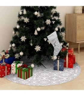 vidaXL Luxury Christmas Tree Skirt with Sock White 150 cm Fabric