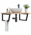 vidaXL Basin Shelf Wall Mounted Steel and Solid Wood Acacia
