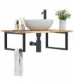 vidaXL Basin Shelf Wall Mounted Steel and Solid Wood Acacia