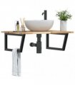vidaXL Basin Shelf Wall Mounted Steel and Solid Wood Acacia