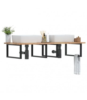 vidaXL Basin Shelf Wall Mounted Steel and Solid Wood Acacia