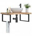vidaXL Basin Shelf Wall Mounted Steel and Solid Wood Acacia