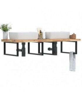 vidaXL Basin Shelf Wall Mounted Steel and Solid Wood Acacia