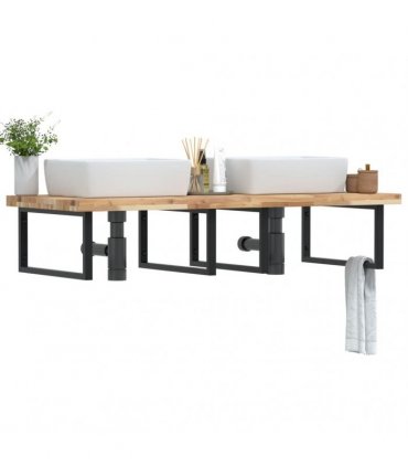 vidaXL Basin Shelf Wall Mounted Steel and Solid Wood Acacia