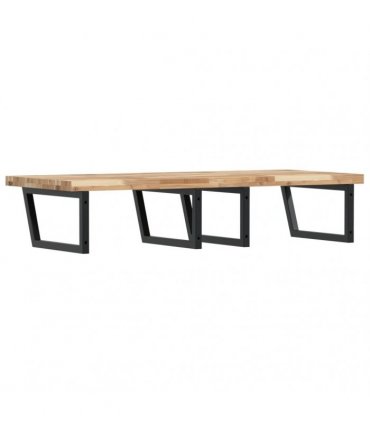 vidaXL Basin Shelf Wall Mounted Steel and Solid Wood Acacia