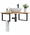 vidaXL Basin Shelf Wall Mounted Steel and Solid Wood Acacia