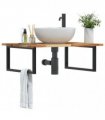 vidaXL Basin Shelf Wall Mounted Steel and Solid Wood Acacia