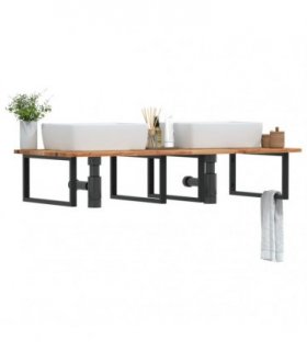 vidaXL Basin Shelf Wall Mounted Steel and Solid Wood Acacia