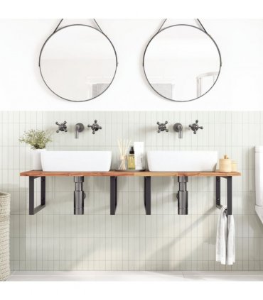 vidaXL Basin Shelf Wall Mounted Steel and Solid Wood Acacia