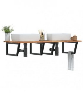 vidaXL Basin Shelf Wall Mounted Steel and Solid Wood Acacia