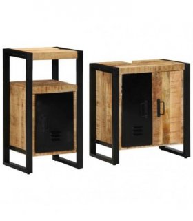 vidaXL Bathroom Furniture Set 2 pcs Brown and Black Solid Mango Wood