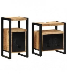 vidaXL Bathroom Furniture Set 2 pcs Brown Soild Rough Mango Wood