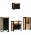 vidaXL Bathroom Furniture Set 4 pcs Brown and Black Solid Mango Wood