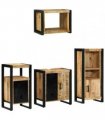 vidaXL Bathroom Furniture Set 4 pcs Brown and Black Solid Mango Wood