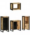 vidaXL Bathroom Furniture Set 4 pcs Brown and Black Solid Mango Wood