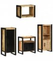 vidaXL Bathroom Furniture Set 4 pcs Brown and Black Solid Mango Wood