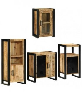vidaXL Bathroom Furniture Set 4 pcs Brown Soild Mango Wood