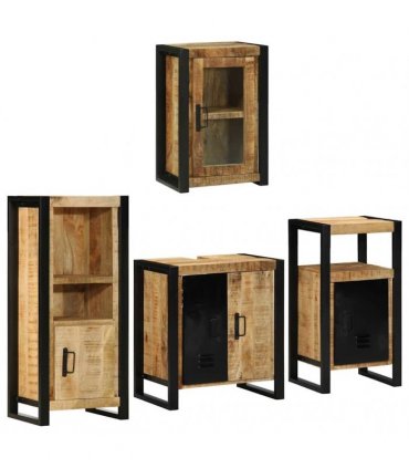 vidaXL Bathroom Furniture Set 4 pcs Brown Soild Mango Wood