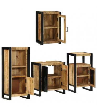 vidaXL Bathroom Furniture Set 4 pcs Brown Soild Mango Wood