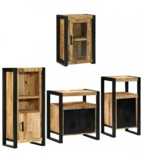vidaXL Bathroom Furniture Set 4 pcs Brown Soild Mango Wood