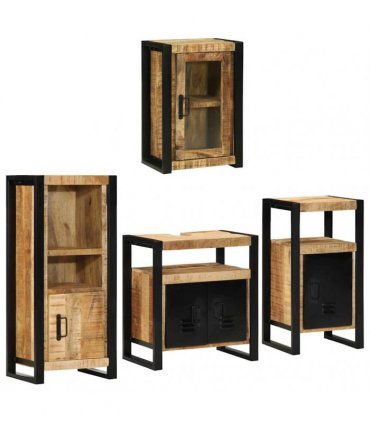 vidaXL Bathroom Furniture Set 4 pcs Brown Soild Mango Wood