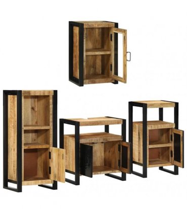 vidaXL Bathroom Furniture Set 4 pcs Brown Soild Mango Wood