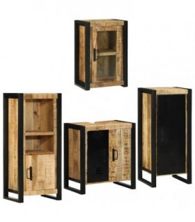 vidaXL Bathroom Furniture Set 4 pcs Brown Soild Mango Wood