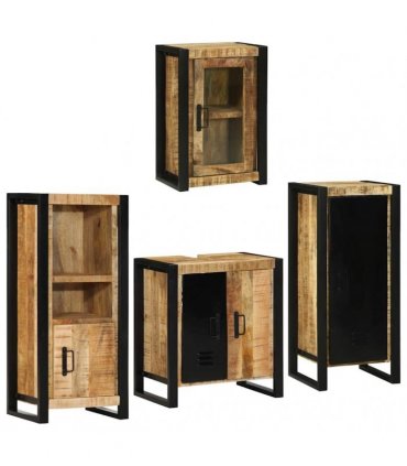 vidaXL Bathroom Furniture Set 4 pcs Brown Soild Mango Wood