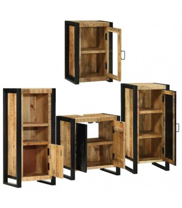 vidaXL Bathroom Furniture Set 4 pcs Brown Soild Mango Wood