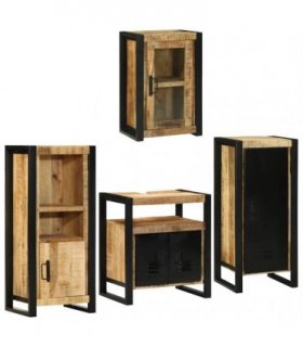 vidaXL Bathroom Furniture Set 4 pcs Brown Soild Mango Wood
