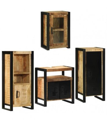 vidaXL Bathroom Furniture Set 4 pcs Brown Soild Mango Wood