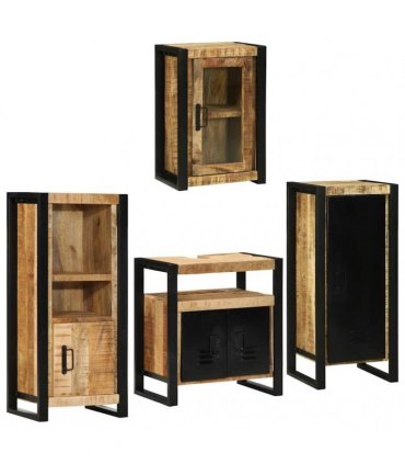 vidaXL Bathroom Furniture Set 4 pcs Brown Soild Mango Wood