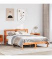 vidaXL Bed Frame with Headboard without Mattress Wax Brown 135x190 cm