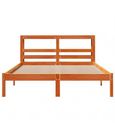 vidaXL Bed Frame with Headboard without Mattress Wax Brown 135x190 cm