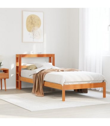vidaXL Bed Frame with Headboard without Mattress Wax Brown 100x200 cm