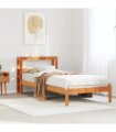 vidaXL Bed Frame with Headboard without Mattress Wax Brown 100x200 cm