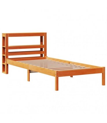 vidaXL Bed Frame with Headboard without Mattress Wax Brown 100x200 cm