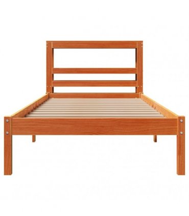 vidaXL Bed Frame with Headboard without Mattress Wax Brown 100x200 cm