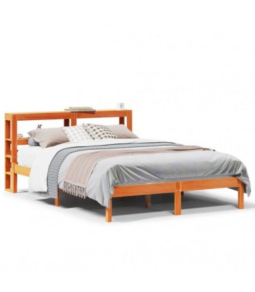 vidaXL Bed Frame with Headboard without Mattress Wax Brown 150x200 cm