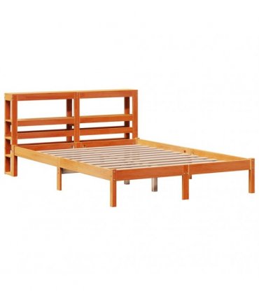 vidaXL Bed Frame with Headboard without Mattress Wax Brown 150x200 cm