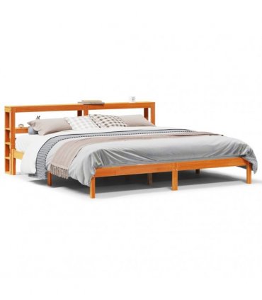 vidaXL Bed Frame with Headboard without Mattress Wax Brown 200x200 cm