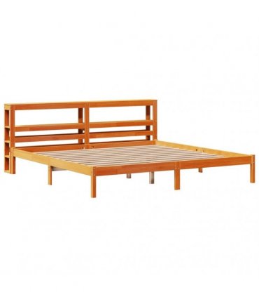 vidaXL Bed Frame with Headboard without Mattress Wax Brown 200x200 cm