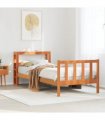 vidaXL Bed Frame with Headboard without Mattress Wax Brown 100x200 cm