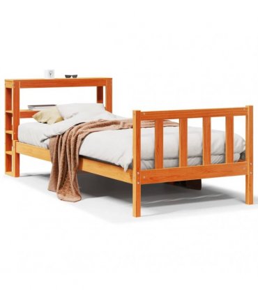 vidaXL Bed Frame with Headboard without Mattress Wax Brown 100x200 cm