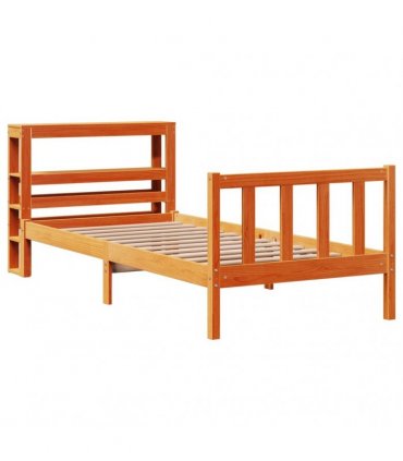 vidaXL Bed Frame with Headboard without Mattress Wax Brown 100x200 cm