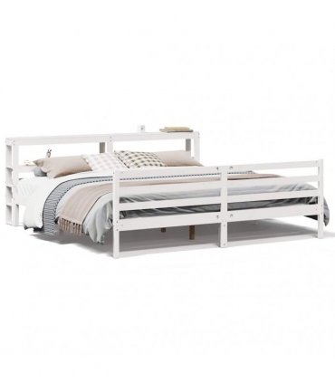 vidaXL Bed Frame without Mattress White 200x200 cm Solid Wood Pine