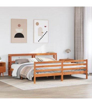vidaXL Bed Frame without Mattress Wax Brown 200x200 cm Solid Wood Pine
