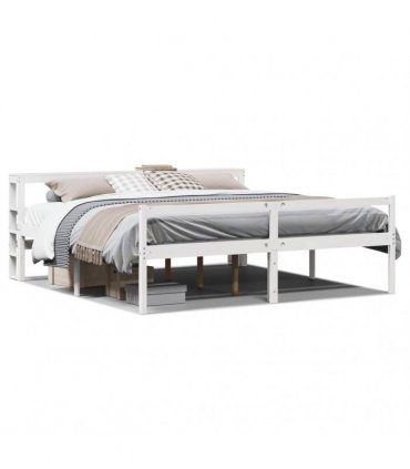 vidaXL Senior Bed with Headboard without Mattress White 200x200 cm