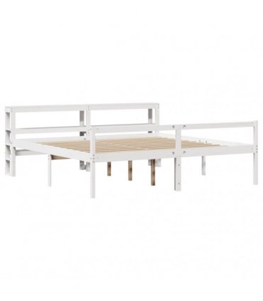 vidaXL Senior Bed with Headboard without Mattress White 200x200 cm