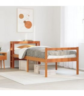 vidaXL Bed Frame Wax Brown 75 x 190 cm Solid Pine Wood, Plywood